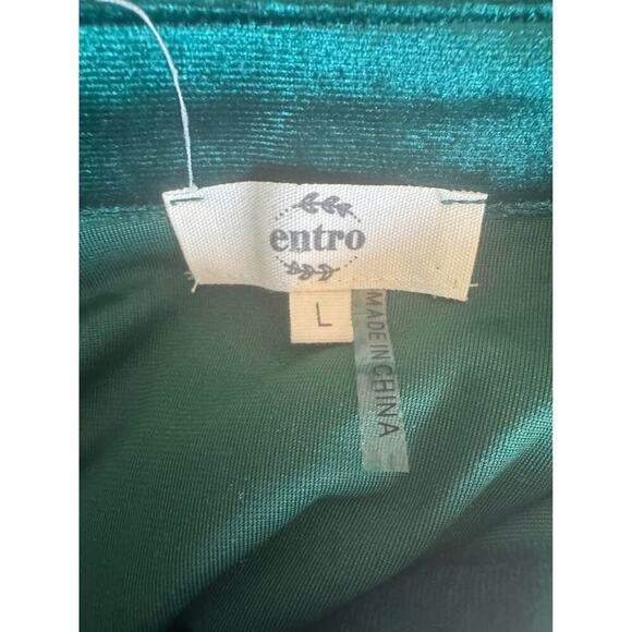 Entro Women’s Large Green Velvet & Sequin Tiered Ruffle Mini Dress - Picture 5 of 5